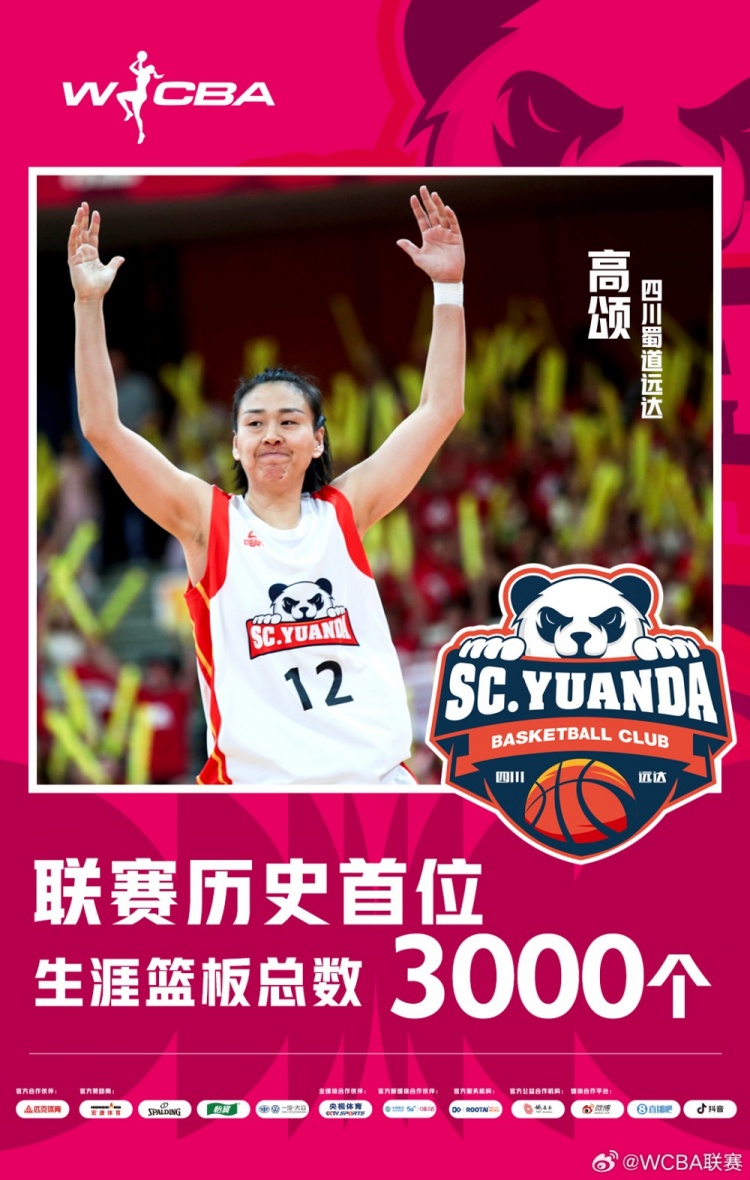  十八載鑄就傳奇！WCBA官方：高頌榮膺聯(lián)賽歷史首位籃板達(dá)3000球員