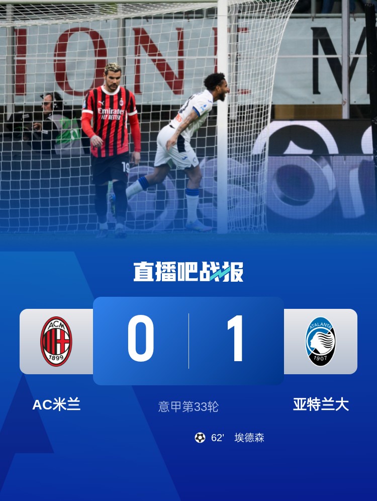  米蘭雙雄本輪均0-1輸球，周中意杯半決賽次回合再對決